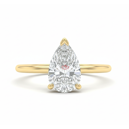 Pear Diamond Vintage Ring – Lab Grown IGI Certified Yellow Gold Custom-Made Unique Engagement Ring Forever For Love