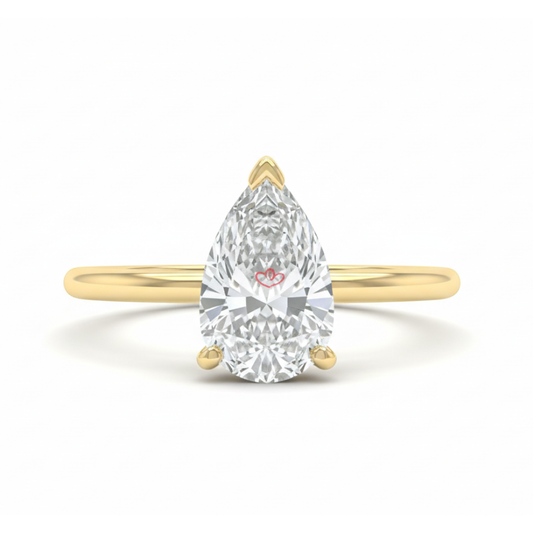 Pear Diamond Vintage Ring – Lab Grown IGI Certified Yellow Gold Custom-Made Unique Engagement Ring Forever For Love