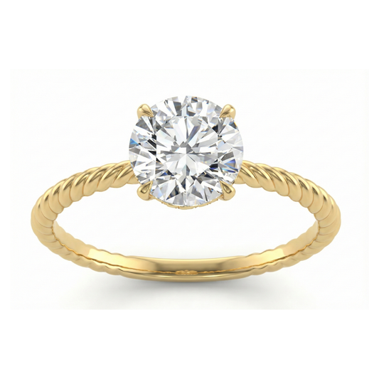 (6.5mm) Round Vintage Charles and Colvard Engagement Ring Forever For Love