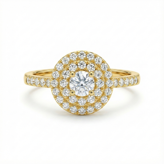 0.5 Carat Double Halo Pave Band Natural Round Diamond ring Forever For Love