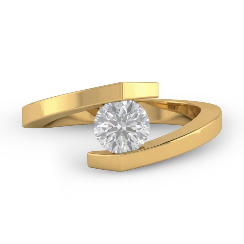 Bague solitaire unique en diamant rond de 0,5 ct