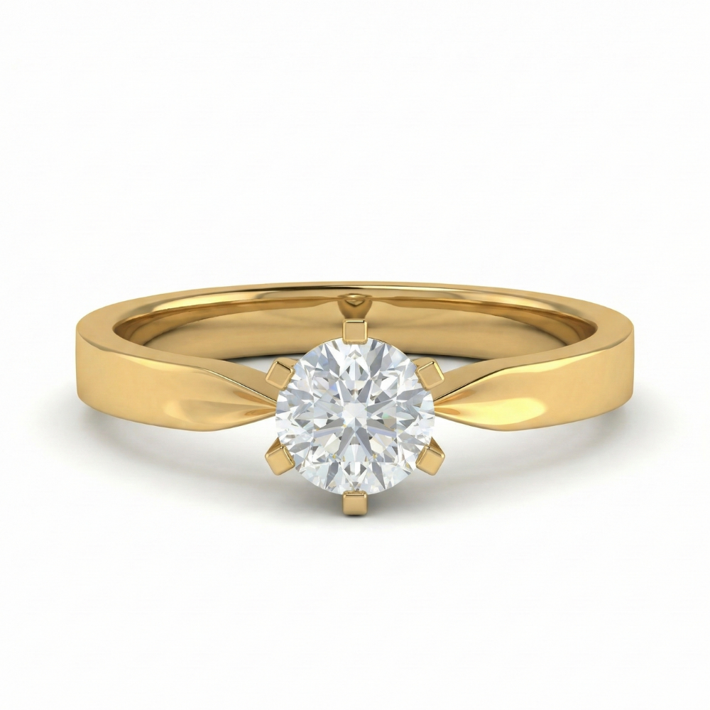Bague classique avec diamant rond naturel de 0,50 carat