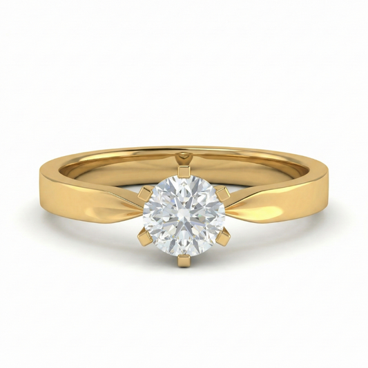 Klassischer Ring mit natürlichem runden Diamanten im 0,50 Karat-Stil