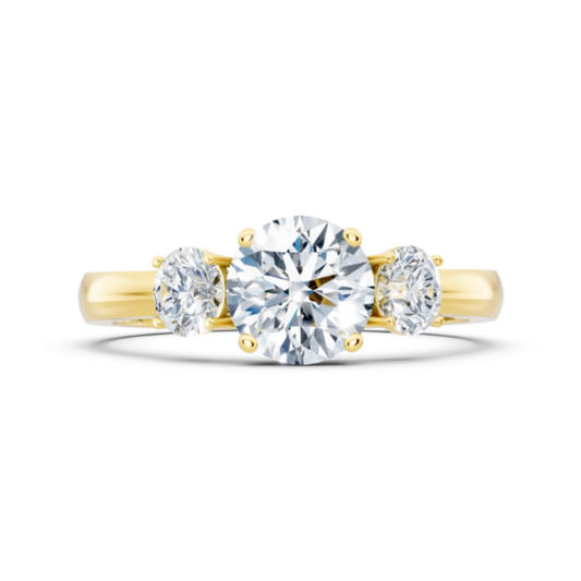 1 TCW runder, im Labor hergestellter IGI-Diamant-Verlobungsring im Brillantschliff – Drei-Stein-Ring aus massivem Weißgold