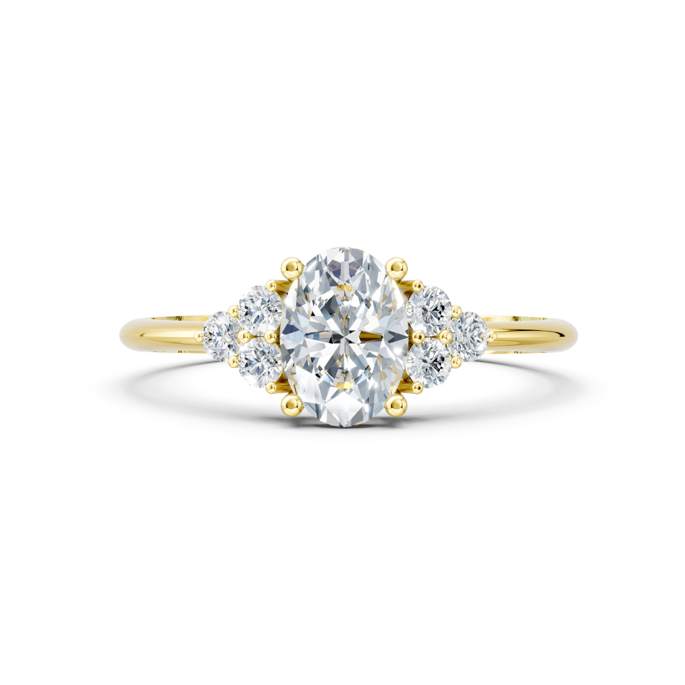 0.8 Carat GIA-Certified Oval Natural Diamond Three-Stone Cluster Ring Forever For Love