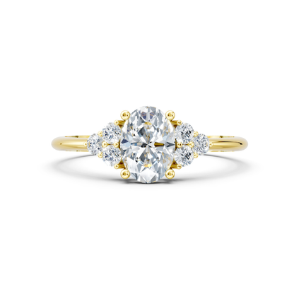 0.8 Carat GIA-Certified Oval Natural Diamond Three-Stone Cluster Ring Forever For Love