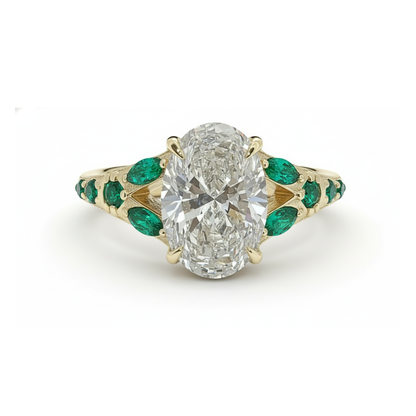 1.0 Carat E , IGI Certified Lab Grown Oval Cut Diamond Ring, Vintage Emerald Diamond Band Forever For Love