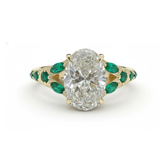 1.0 Carat E , IGI Certified Lab Grown Oval Cut Diamond Ring, Vintage Emerald Diamond Band Forever For Love