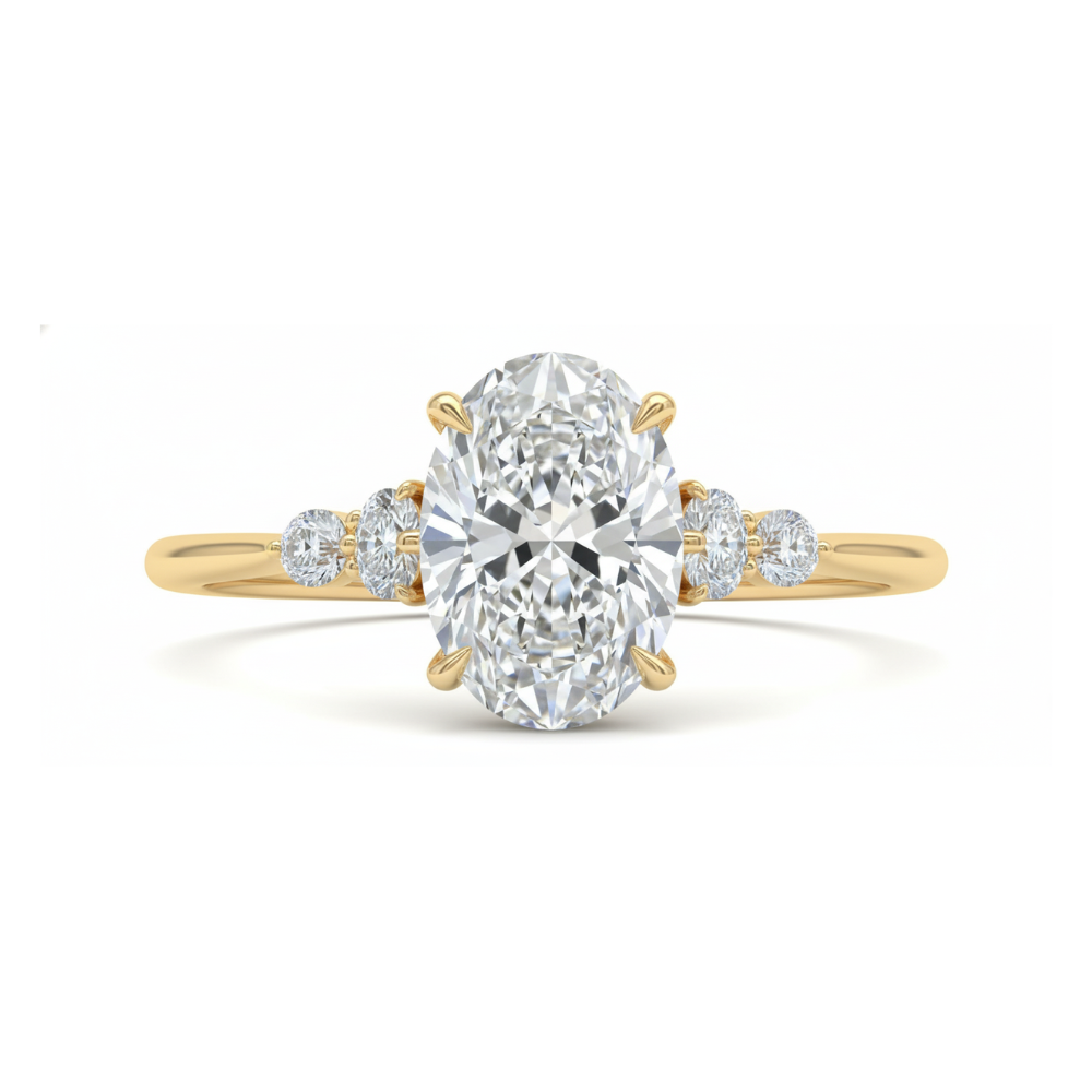1.5 Carat Oval Lab Diamond Ring with Side Accents Forever For Love