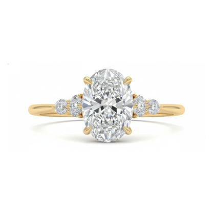 1.5 Carat Oval Lab Diamond Ring with Side Accents Forever For Love