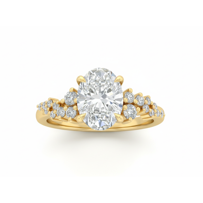 1.5 Carat Oval Lab Grown Diamond Ring - Vintage Round Cluster IGI Certified Custom Gold Engagement Ring Forever For Love