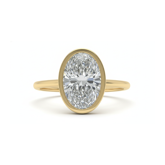 1.59Ct D VVS2 Oval Cut Lab Grown Diamond Bezel Set Solitaire Engagement Ring Forever For Love