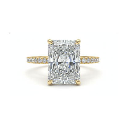 4 Carat IGI Certified Lab Grown Radiant Cut Diamond Wedding Ring - Yellow Gold Forever For Love