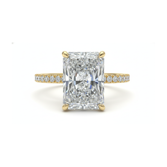 4 Carat IGI Certified Lab Grown Radiant Cut Diamond Wedding Ring - Yellow Gold Forever For Love