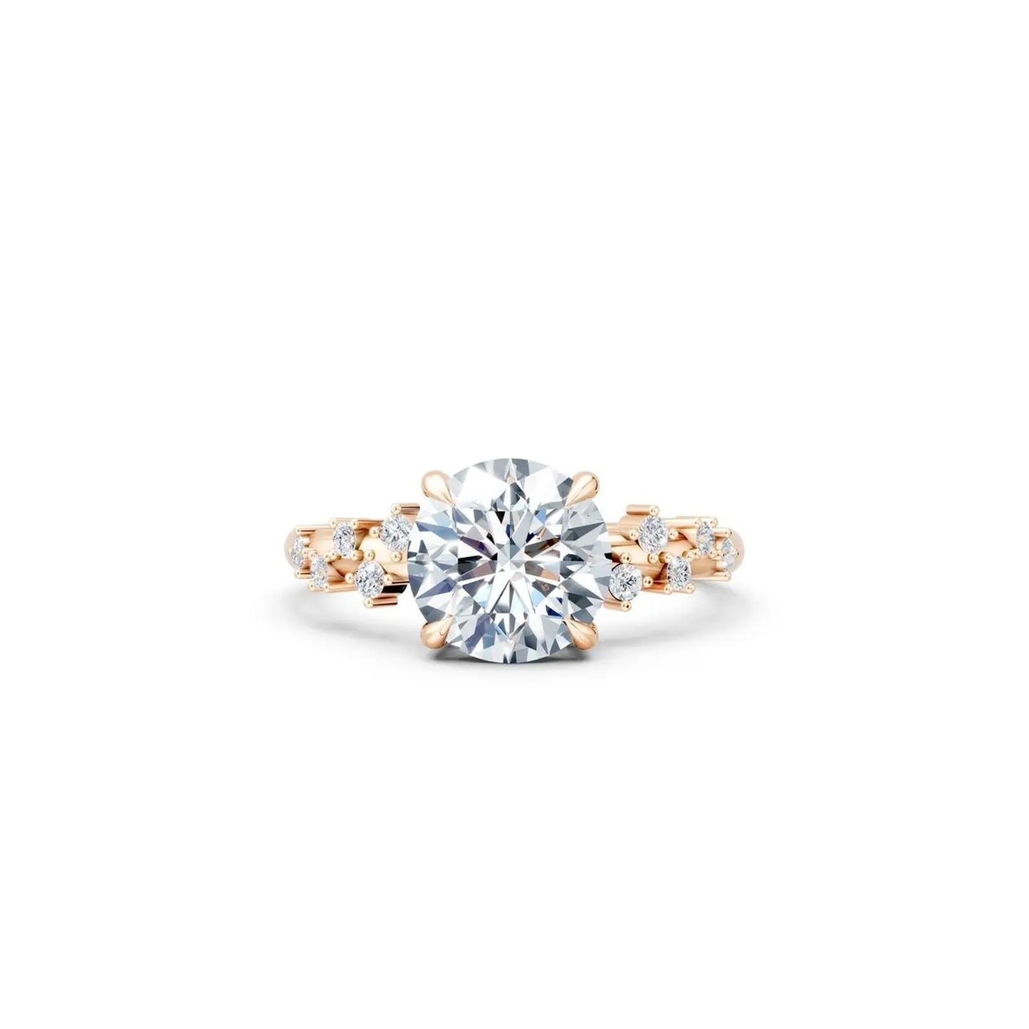 Vintage Round Diamond Engagement Ring with a Geometric Accent Band - Round