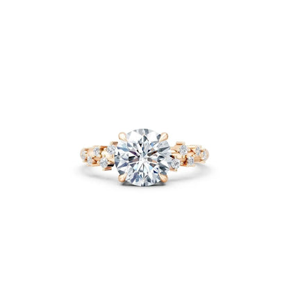 Vintage Round Diamond Engagement Ring with a Geometric Accent Band - Round