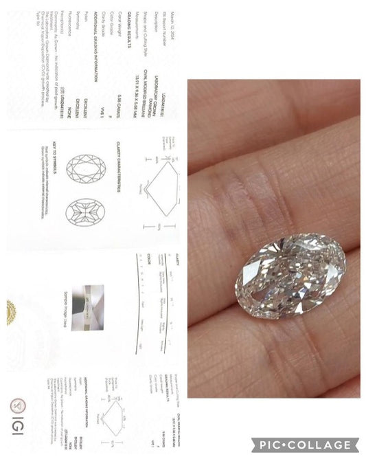 Forever 5.55ct Oval Lab Diamond IGI Certified