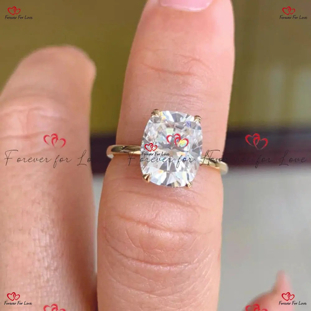 Cushion Cut Engagement Ring with Hidden Halo Forever For Love