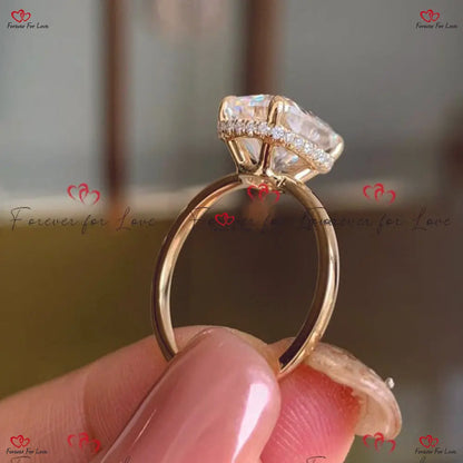 Cushion Cut Engagement Ring with Hidden Halo Forever For Love