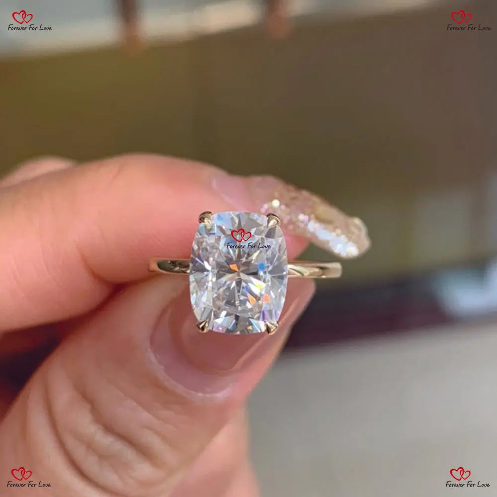 Cushion Cut Engagement Ring with Hidden Halo Forever For Love