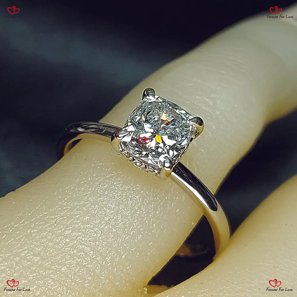 Cushion Cut Diamond Engagement Ring – CGL Certified Forever For Love