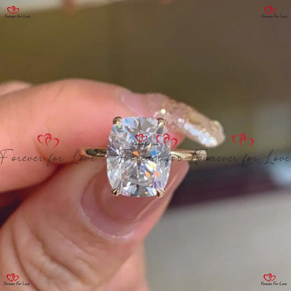 Cushion Cut Engagement Ring with Hidden Halo Forever For Love