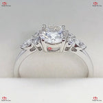 Natural Round Diamond Three Stone Cluster Ring Forever For Love