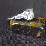 Certified Round Moissanite and Baguette Diamond Engagement Ring – Round Three-Stone Proposal & Anniversary Ring Forever For Love