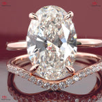 Oval Cut Engagement Ring Set with Curved Diamond Band Forever For Love