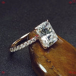 Radiant Cut Moissanite Engagement Ring | Pave Diamond | Modern/ White Gold Forever For Love