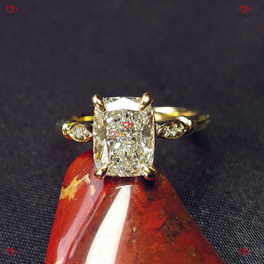 Unique Vintage Cushion Diamond Engagement Ring | 2.03 Carat Lab Grown Diamond | Solid Gold | IGI Certified