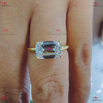 G VVS1 CVD Lab Grown Emerald Cut Engagement Ring with Hidden Halo - Solid Gold IGI Certified Forever For Love