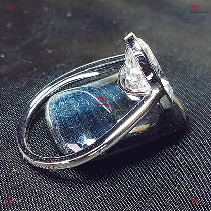 Bezel Setting Elongated Crushed Ice Oval Engagement Ring