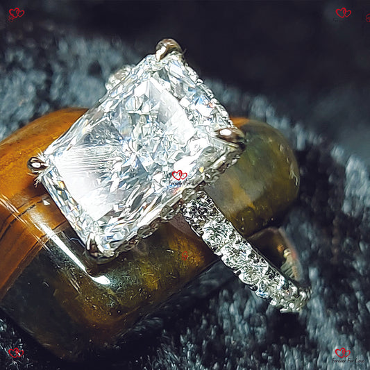 3,5 Karat Radiant Cut Lab IGI-zertifizierter Solitär-Diamant mit verstecktem Halo – Verlobungsring aus Weißgold