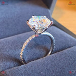 Round Moissanite Engagement Ring in/ White Gold or Platinum Forever For Love