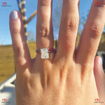 Elongated Crushed Ice Radiant Cut Moissanite Engagement Ring Forever For Love