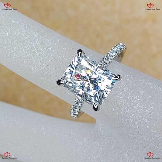 Radiant Cut Moissanite Engagement Ring  Forever One Moissanite