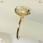 Oval Cut Moissanite Wedding Set in Yellow Gold – Hybrid Crushed Ice Oval Bridal Set Forever For Love