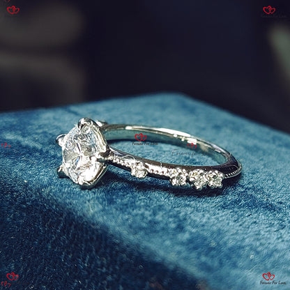 Round Diamond Engagement Ring with Floating Pave Band