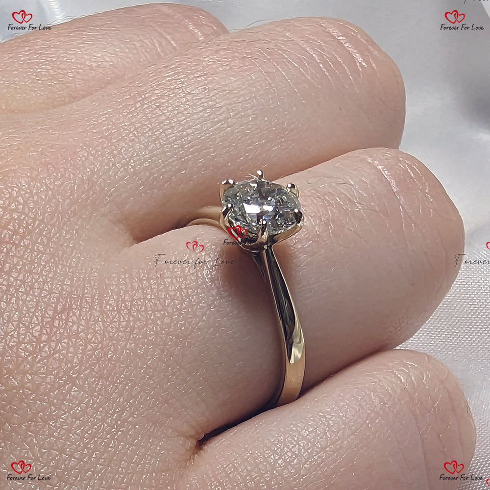 Bague solitaire en diamant rond cultivé en laboratoire certifié IGI - Bague de demande en mariage pour elle