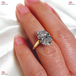 Oval Diamond Engagement Ring with Chunky Band In Solid Gold Forever For Love