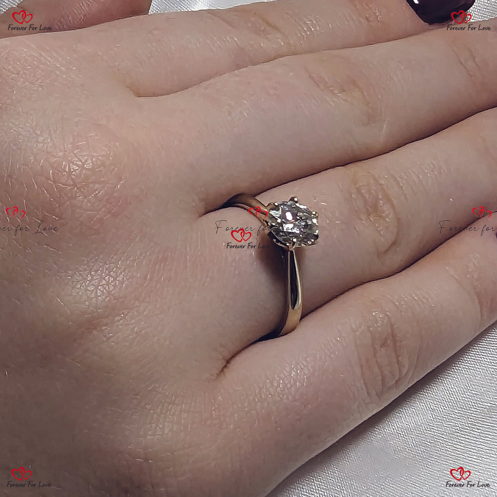 Bague solitaire en diamant rond cultivé en laboratoire certifié IGI - Bague de demande en mariage pour elle