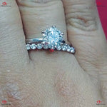 IGI Certified Lab Created Round Cut Diamond Engagement Ring - Floating Diamond Set Lab Grown Bridal Wedding Ring Forever For Love