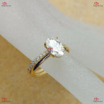 Oval Cut Moissanite Wedding Set in Yellow Gold Forever For Love