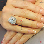 Pear Cut Moissanite Engagement Ring | Double Halo | Solid Gold | Elongated Pear Modern Engagement Forever For Love