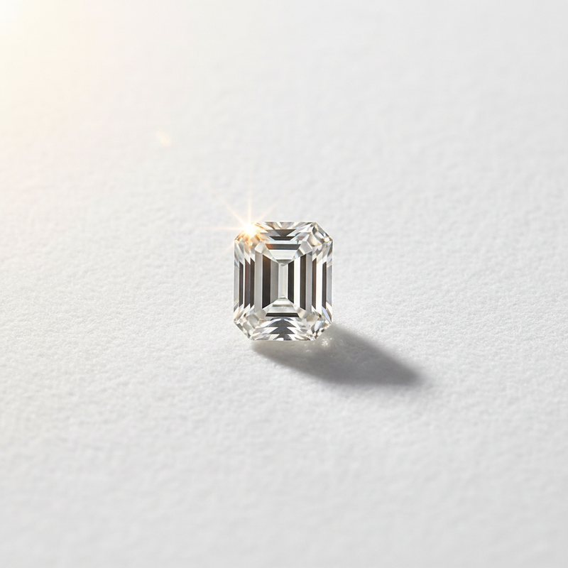 Emerald Cut Diamond - White Background