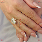 Radiant Cut Moissanite Engagement Ring |  Crushed Ice Halo | Modern Pave Proposal Ring Forever For Love