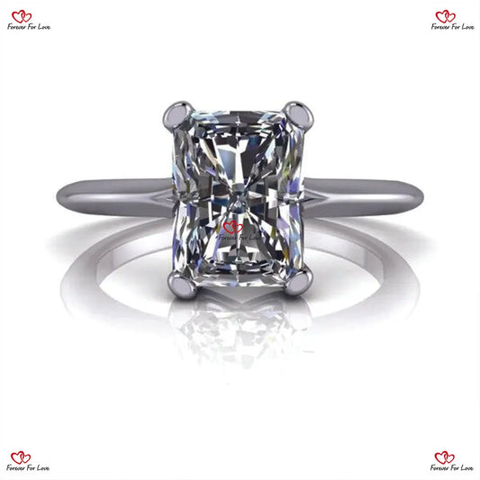 Radiant Cut Moissanite Engagement Ring in Solid Gold Forever For Love
