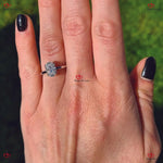 Oval Crushed Ice Moissanite Engagement Ring - Elongated Diamond Hidden Halo with Double Prong Setting Forever For Love