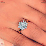 Vintage Diamond Cluster Engagement Ring in Solid  Gold Retro Diamond Cocktail Ring Forever For Love